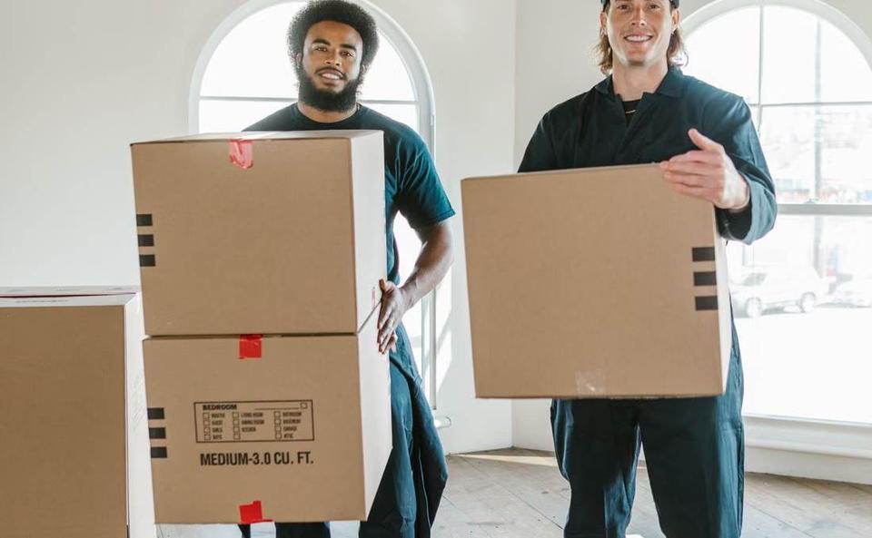 Movers carrying boxes